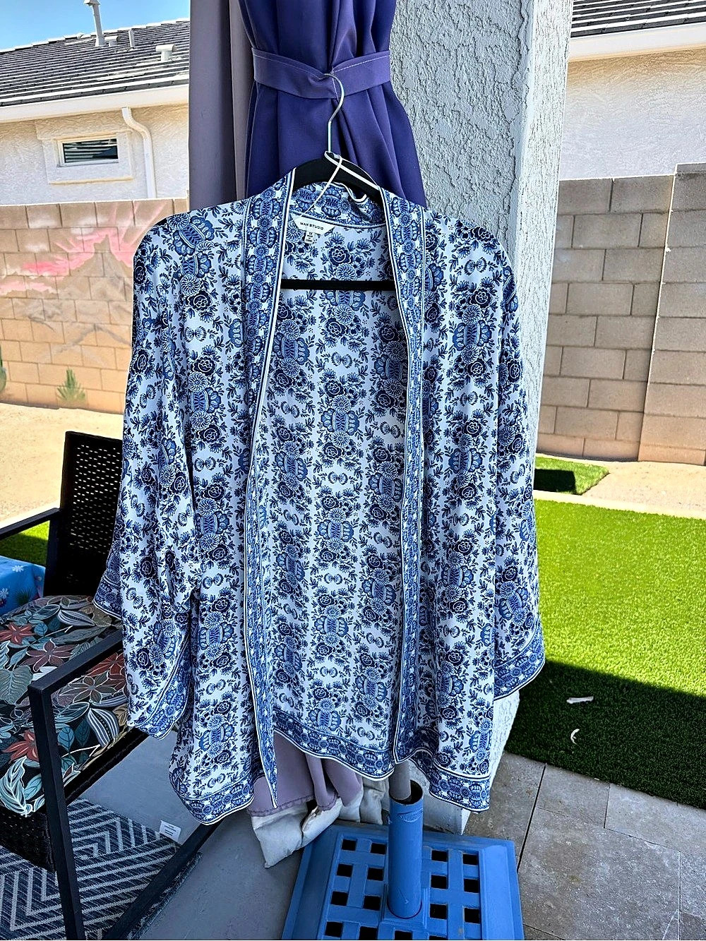 Max Studio Blue & White Floral Cardigan
